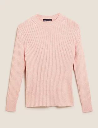 Pure Cotton Ribbed Crew Neck Jumper | Marks & Spencer (US)