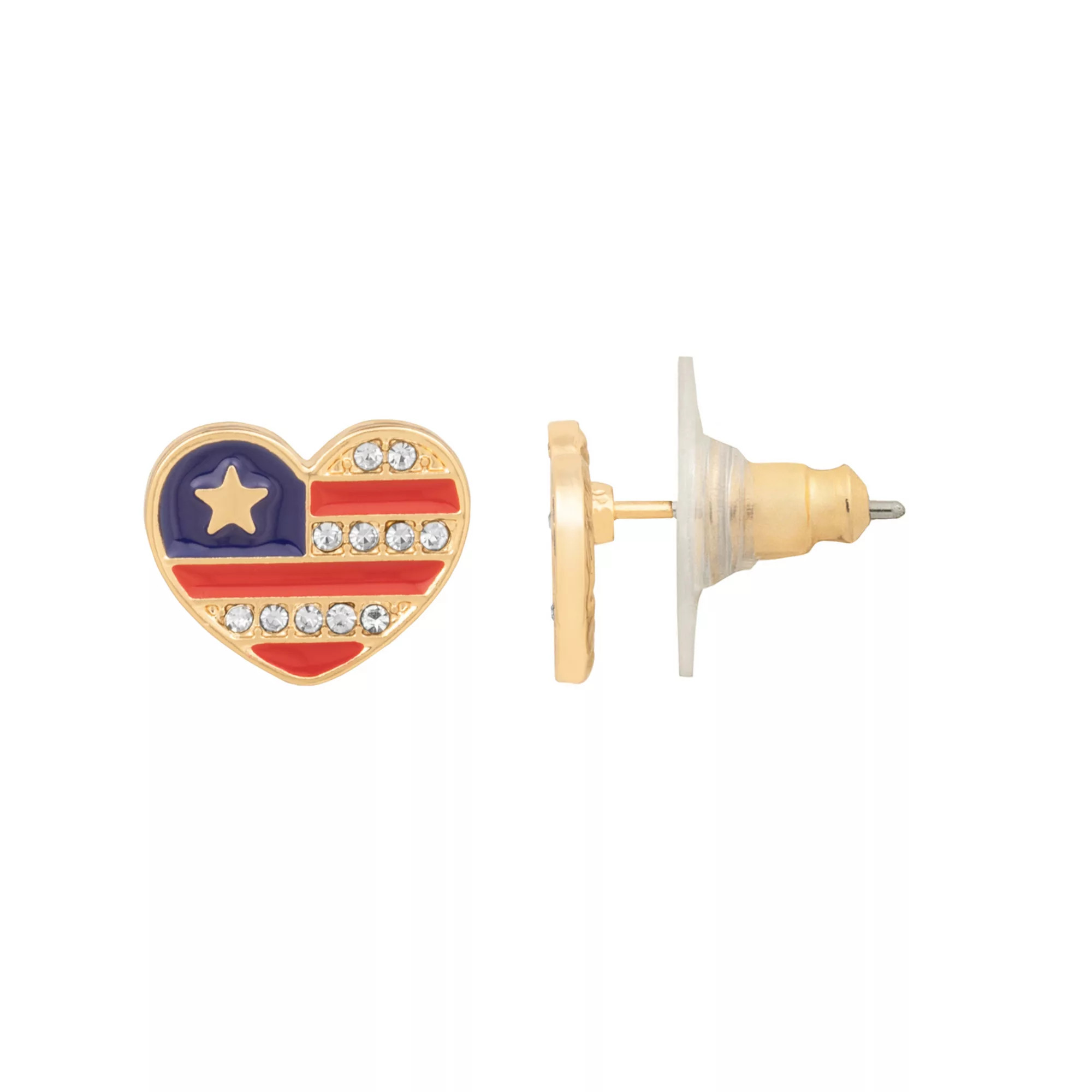 LC Lauren Conrad Heart Flag Button Earrings | Kohl's