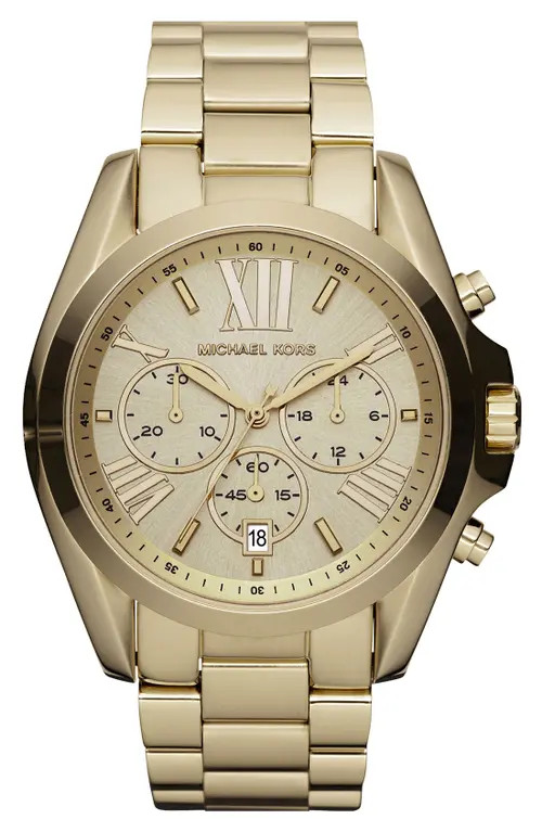 Michael Kors Bradshaw Chronograph Bracelet Watch, 43mm in Gold/Gold at Nordstrom | Nordstrom