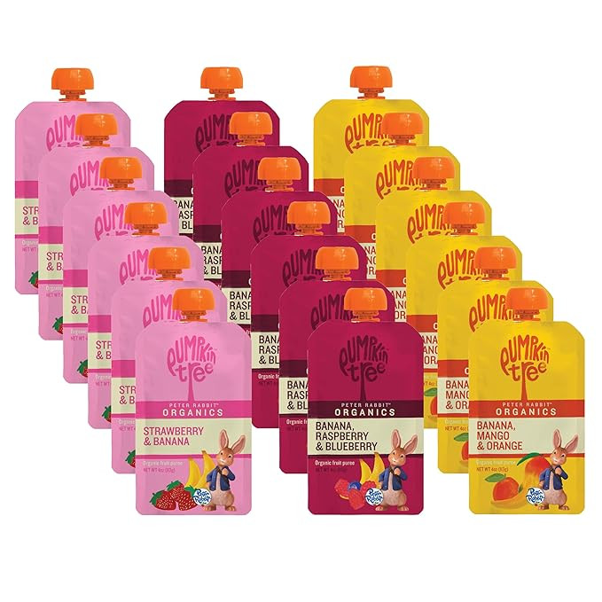 Pumpkin Tree Peter Rabbit Organics Strawberry and Banana Pure Fruit Snack, 4 Ounce (Pack of 10) | Amazon (US)