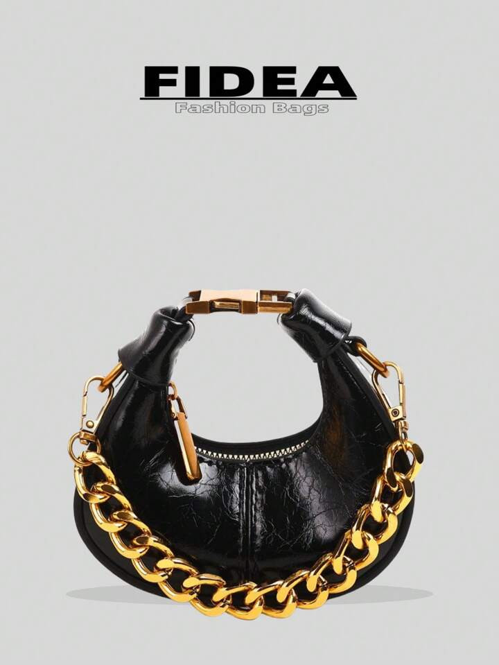 Neueste Mode Damen Umhängetasche, Einfarbige Minimalistische Stilvolle Halbmondförmige Umhängetasche, Geeignet Für Dates, Einkaufen, Vielseitig Einsetzbar, Elegante Mini-Handtasche | SHEIN