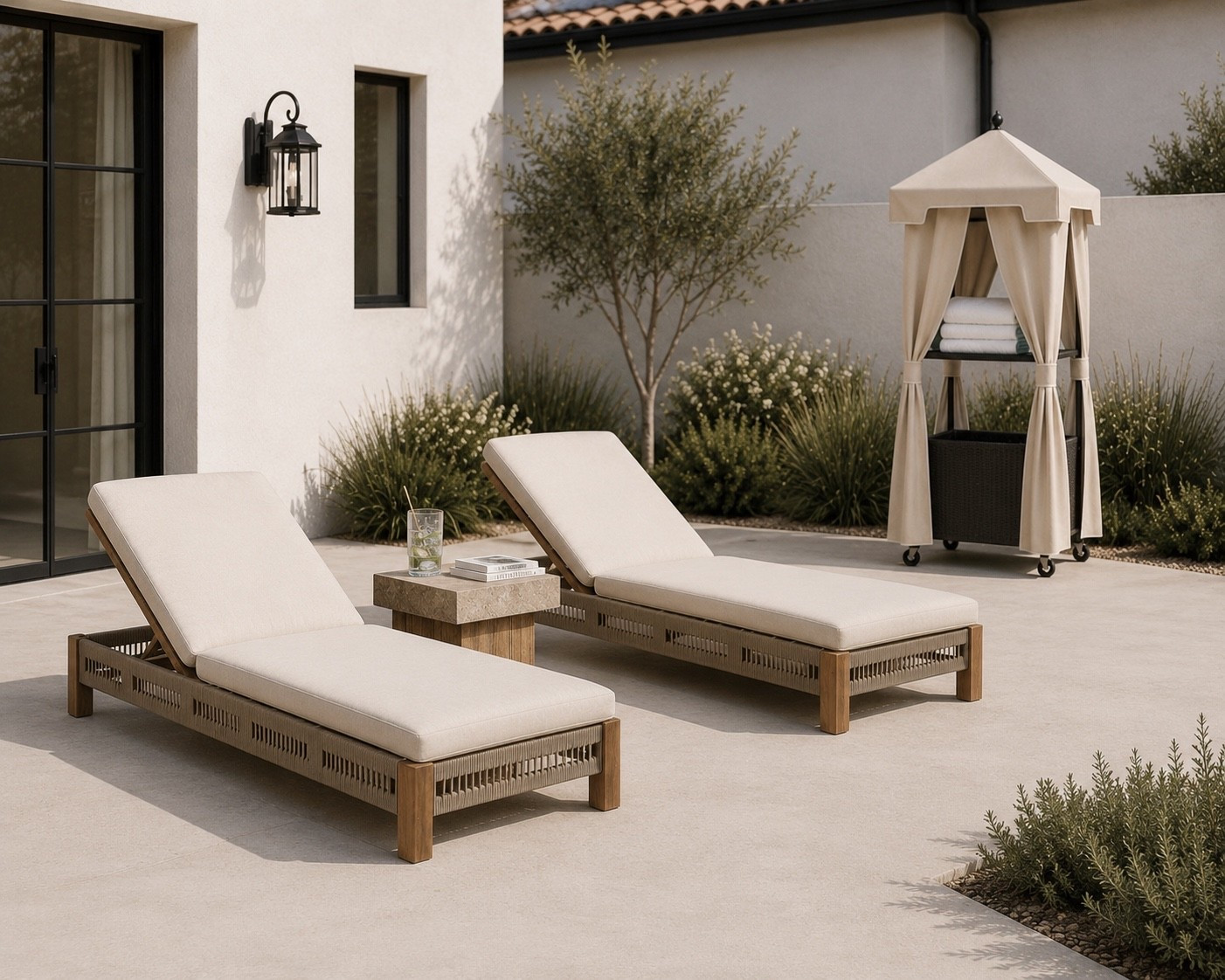 #ad LOVING the sides of these outdoor chaises, this concrete side table, and prettiest towel cabana from @Wayfair  that are both on sale for Hot Summer Sale! So luxe 😍 #wayfair #wayfairpartner

#LTKHome #LTKSaleAlert #LTKSeasonal