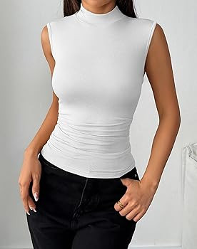 Zeagoo Womens Sleeveless Mock Turtleneck Tank Tops Slim Fit Stretch Ribbed Tops Casual Basic Laye... | Amazon (US)