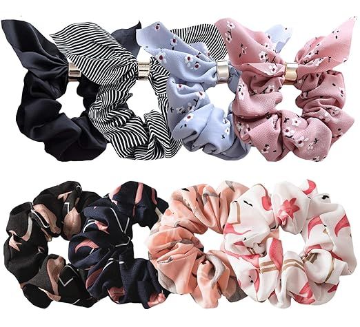 8 Pack Chiffon Hair Scrunchies Flower Elastic Hair Bands Scrunchy Hair Bobbles Floral Hair Ties R... | Amazon (US)