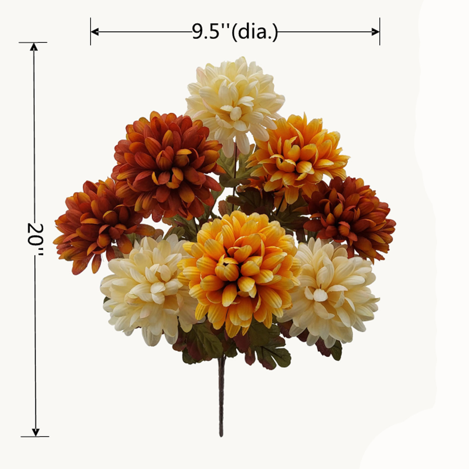 Mainstays 20in Indoor Artificial Mum Bush, Cream and Orange Colors | Walmart (US)