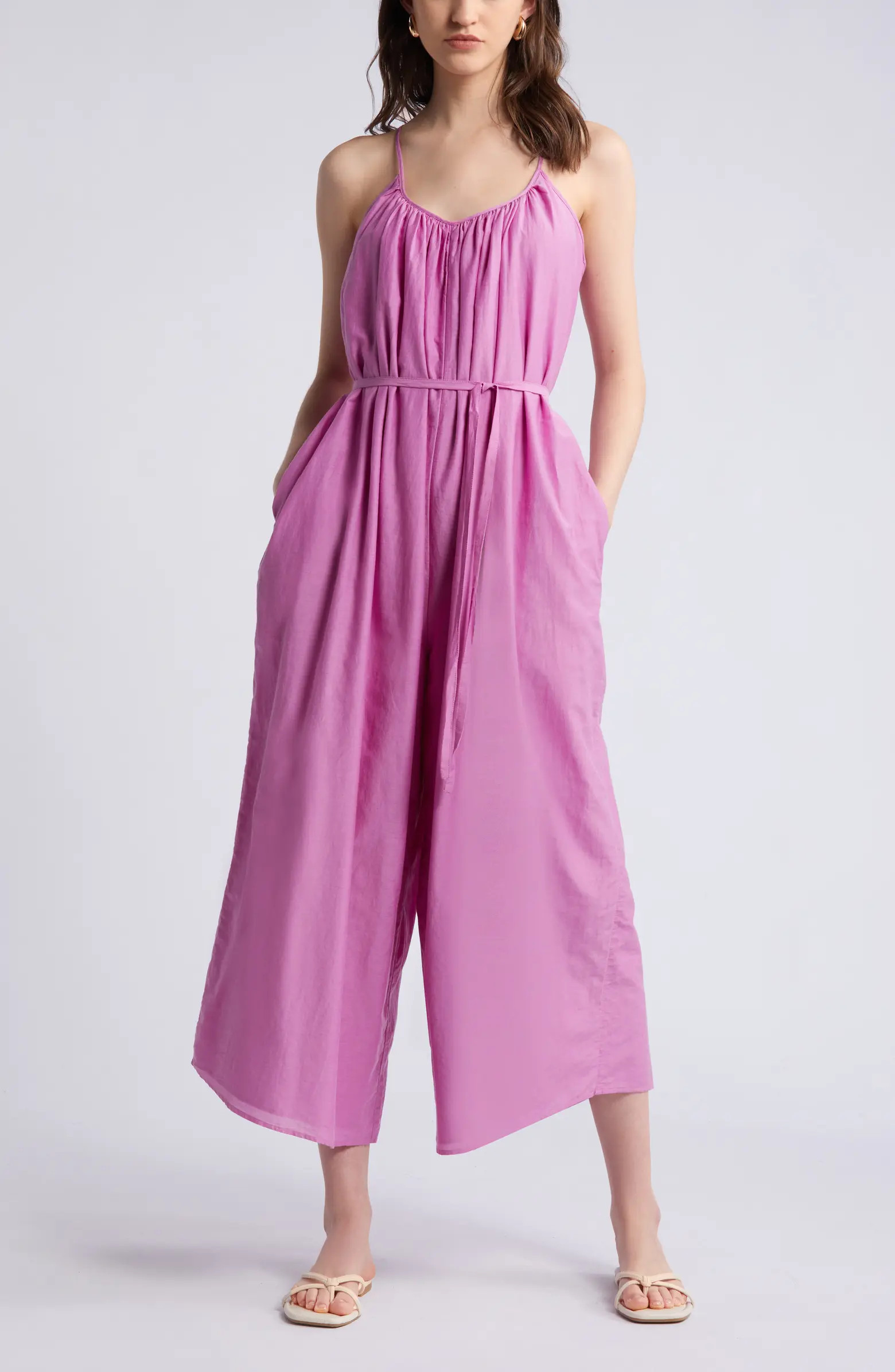 Nordstrom Strappy Tie Waist Cotton & Silk Jumpsuit | Nordstrom | Nordstrom