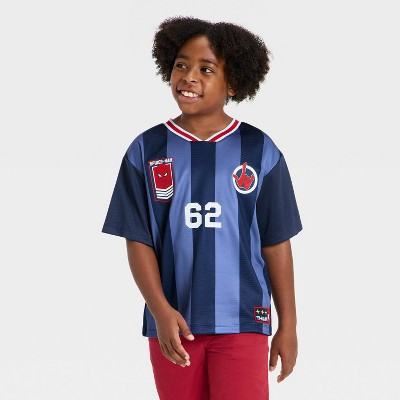 Boys' Marvel Spider-Man Short Sleeve Soccer Jersey - Blue M | Target
