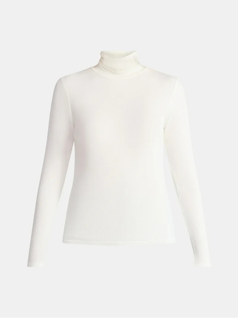 Time and Tru Women's Ribbed Turtleneck with Long Sleeves, Sizes XS-XXXL | Walmart (US)
