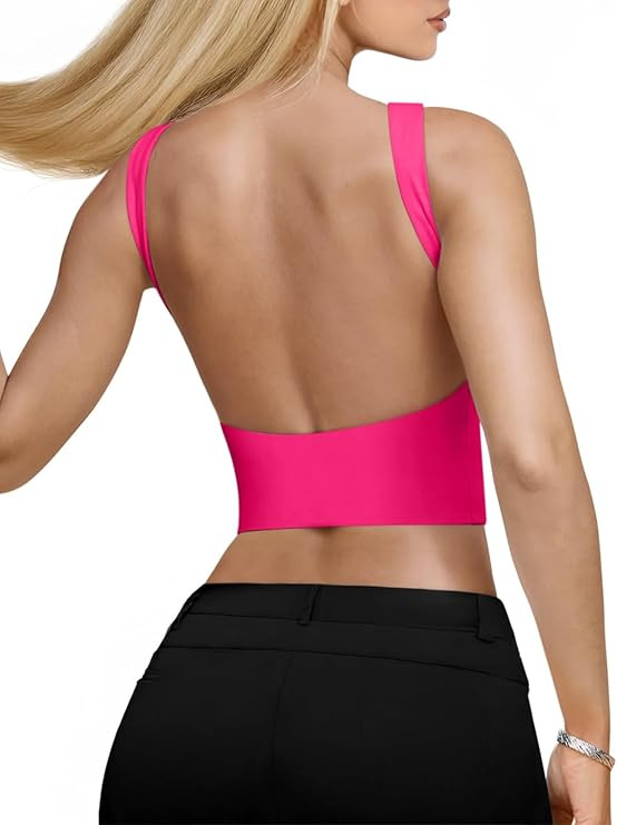 REORIA Women's Sexy Open Back High Neck Sleeveless Tank Top Y2k Trendy Backless Crop Tops | Amazon (US)