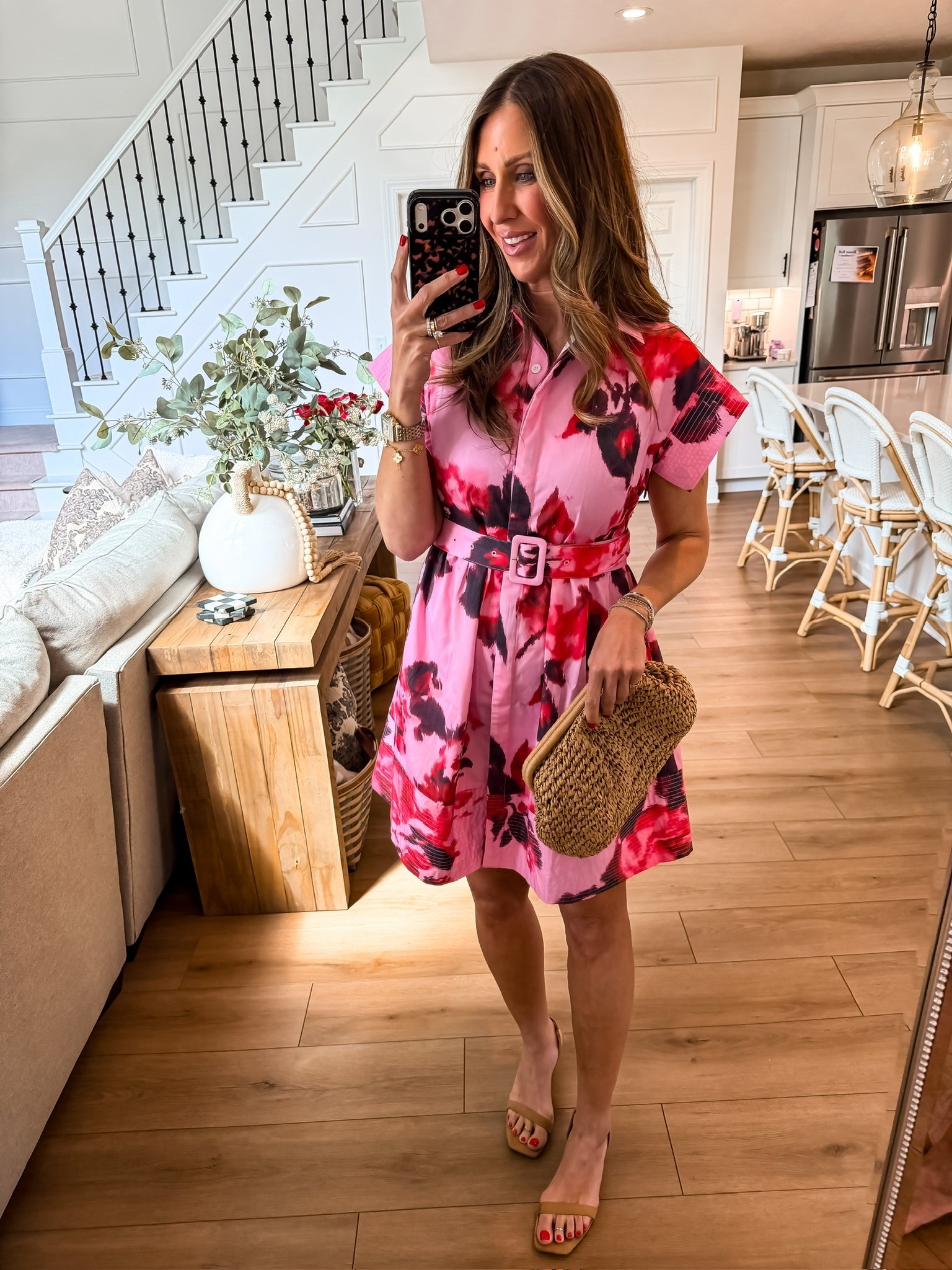 This pink floral dress is giving expensive vacation boutique energy 🌺 I love the flattering fit, bold print, and how easy it is to dress up with heels and a woven clutch for summer dinners, weddings, showers, or date nights. Such a fun statement dress for the season.

pink floral dress, summer wedding guest dress, vacation outfit idea, feminine summer style, resort wear outfit, colorful summer dress, dressy casual outfit, summer date night look, woven clutch outfit, boutique style dress, summer event outfit, themominstyle

#LTKootd #LTKselfcare #LTKstorytime