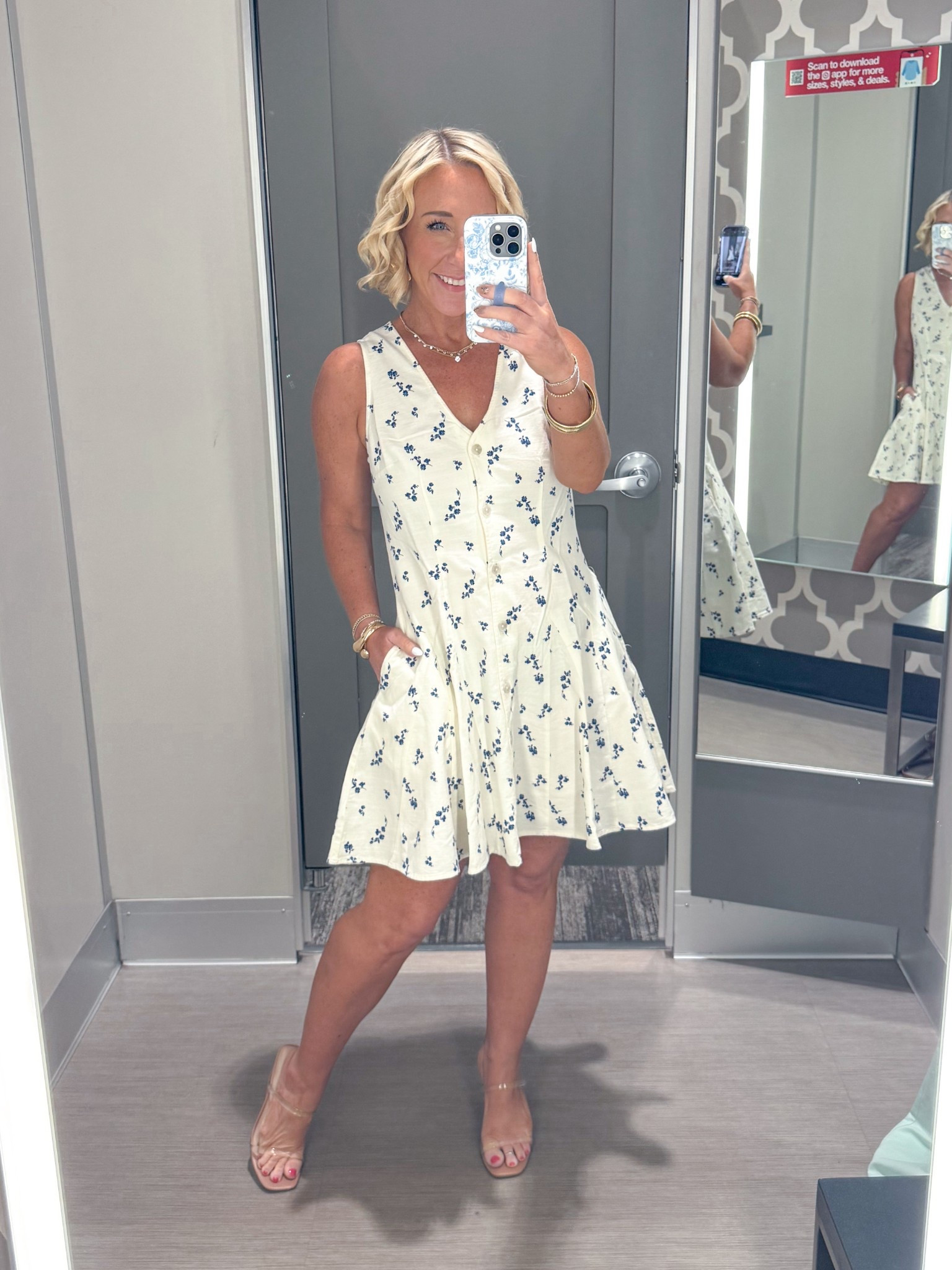 Dress (from the beginning on my reel) - size small. Button front a line dress - love how this dress is flowy and I love the blue flowers against the cream background. 

#LTKSaleAlert #LTKFindsUnder50 #LTKSeasonal