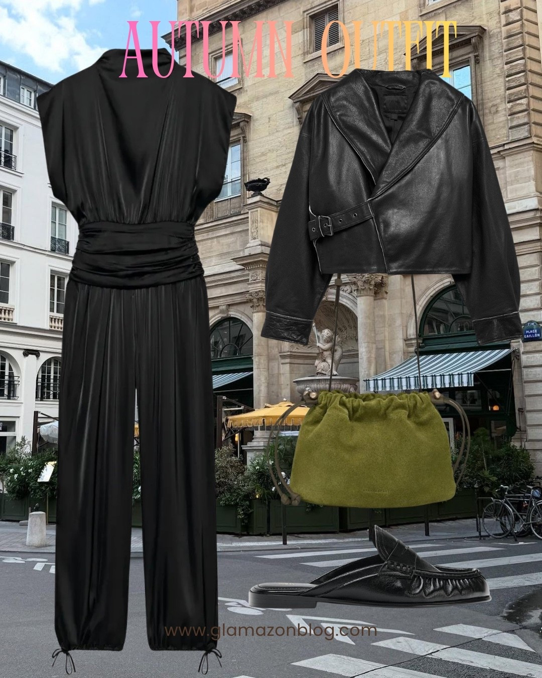 Zara outfit, black jumpsuit, leather jacket, green bag, strathberry bag

#LTKuk #LTKautumn #LTKFashionMonth