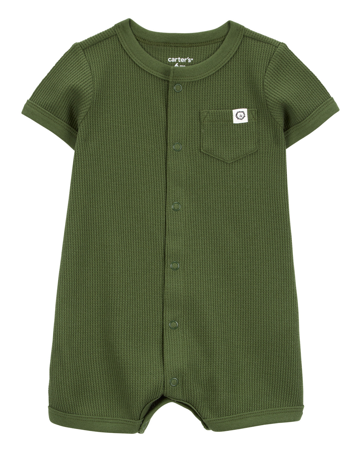 Baby Waffle Knit Short-Sleeve Romper - Green | Carter's Inc