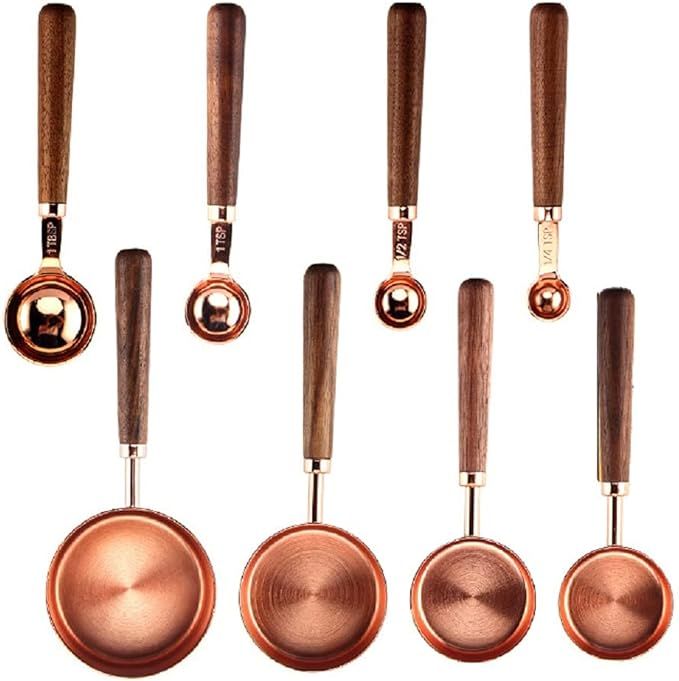 Measuring Cups and Spoons Set, TeenGo Stainless Steel Copper Measuring Cups and Spoons Set for Dr... | Amazon (US)