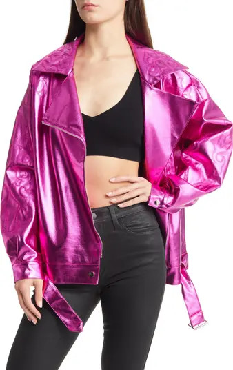 Metallic Faux Leather Moto Jacket | Nordstrom