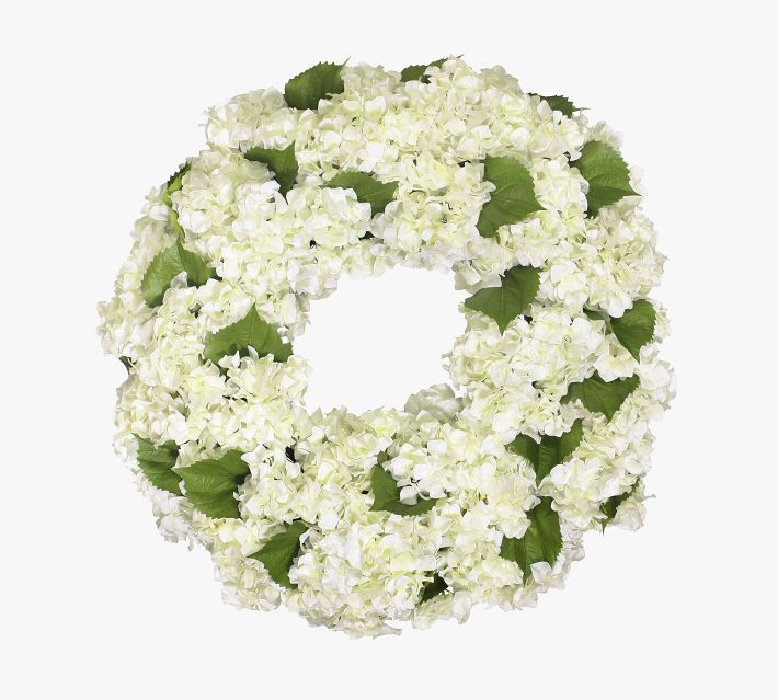 Faux Mixed White Hydrangea Wreath | Pottery Barn (US)