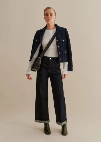 Crease Front Turn Up Wide-Leg Jean | ME+EM US