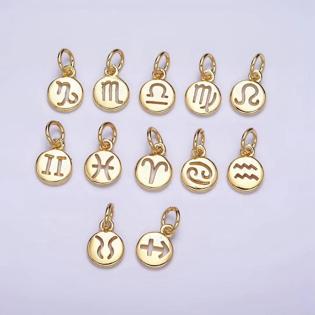 Small Zodiac Charms Gold Filled Charm Astrological Zodiac Signs, Zodiac Symbols for Add on Pendan... | Etsy (US)