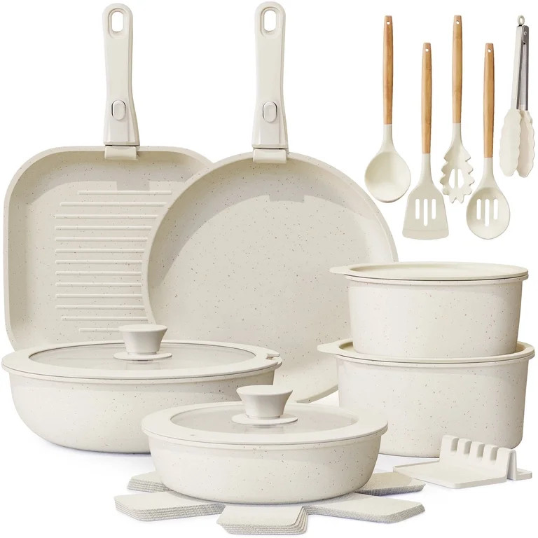 Astercook 22 Piece Pots and Pans Set Non Stick, Cookware Set with Detachable Handles, Oven Safe, ... | Walmart (US)
