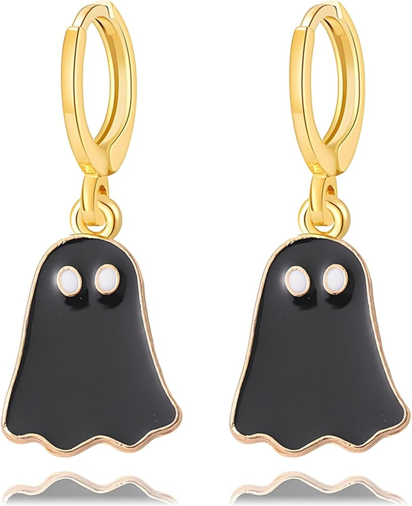 coadipress Halloween Ghost Earrings for Women Cute Funny Spooky Ghost Huggie Hoop Earrings Colorf... | Amazon (US)
