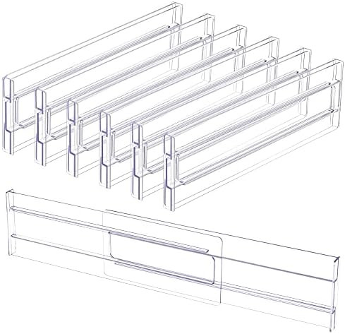 HBlife Drawer Dividers Organizer 6 Pack, Clear Plastic Adjustable Drawer Separators 3.2 Inches Hi... | Amazon (US)