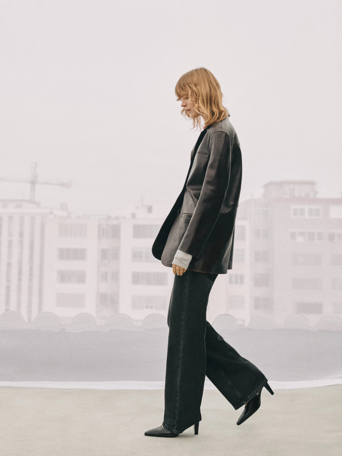 Leather round toe slingback shoes | Massimo Dutti UK