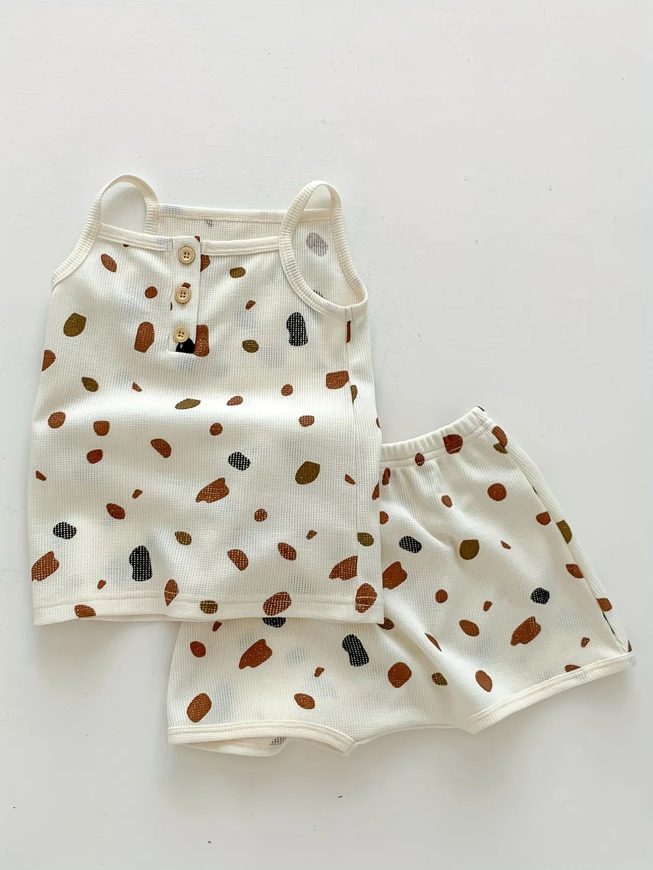 2pcs Toddler Girls Polka Dot Graphic Button Cotton Cami Top & Elastic Waist Shorts Set Kids Summe... | Temu Affiliate Program
