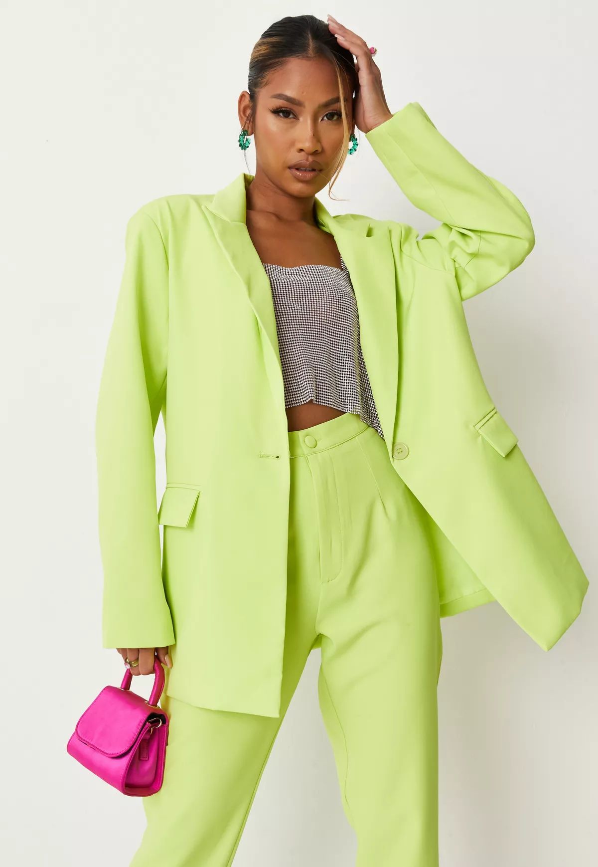 Neon Green Oversized Blazer | Missguided (US & CA)