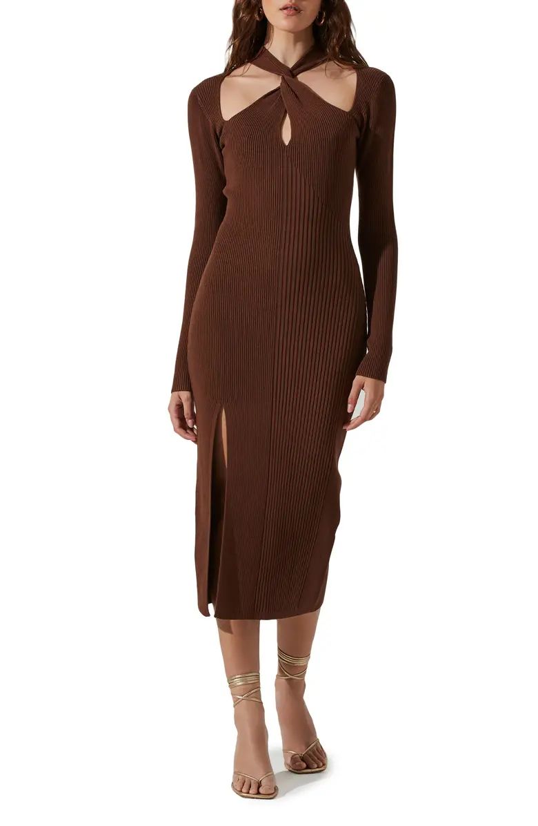 Cutout Twist Front Long Sleeve Sweater Dress | Nordstrom