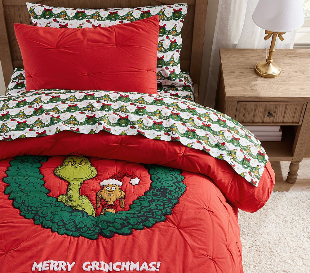 Grinch Wreath Standard Sham | Pottery Barn Kids