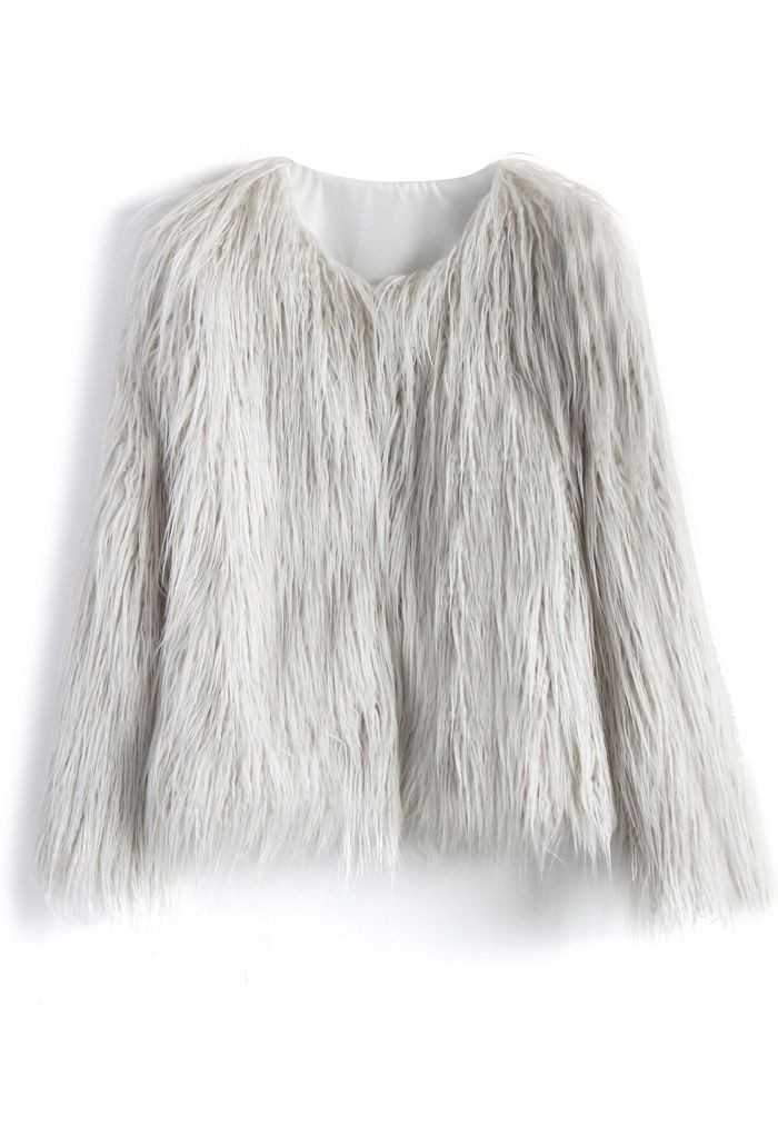My Chic Faux Fur Coat in Silver | Chicwish