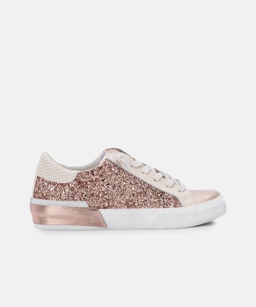 ZINA SNEAKERS IN ROSE GOLD GLITTER | DolceVita.com