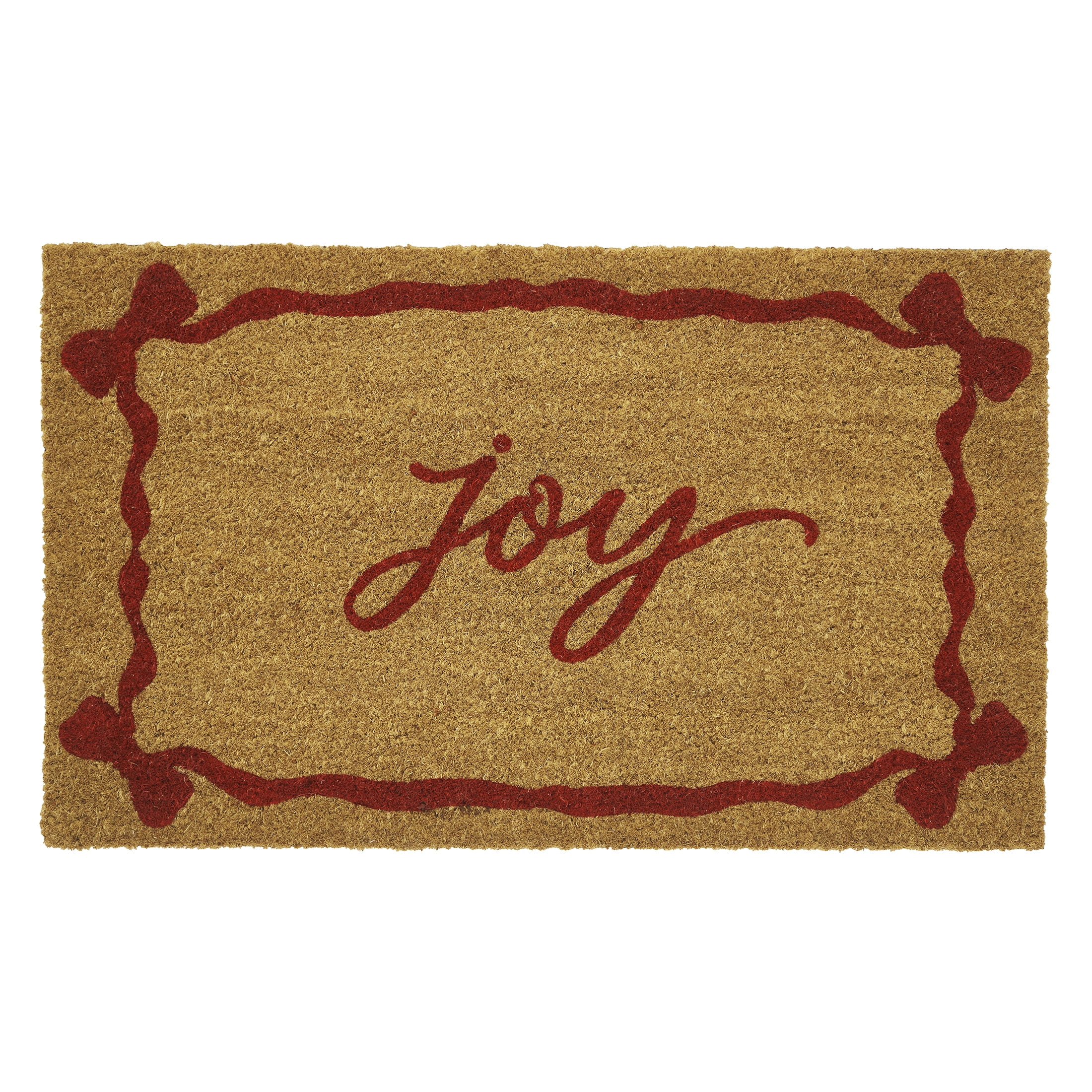 My Texas House Natural/Red Joy Bows Outdoor Coir Doormat, 18" x 30" | Walmart (US)