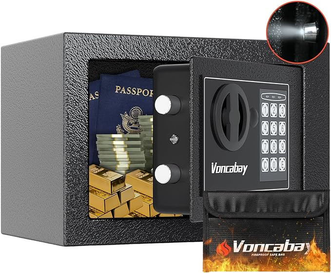 Voncabay Money Safe Box for Home with Sensor Light & Fireproof Security Safe Box for Money Safe w... | Amazon (US)