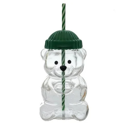 2025 Cute Bear Straw Cup, Cute Bear Glass Cup with Straw, Bears Shaped Tumbler for Coffee Beer Wine Cocktail Drinks Glassware(Green) | Walmart (US)