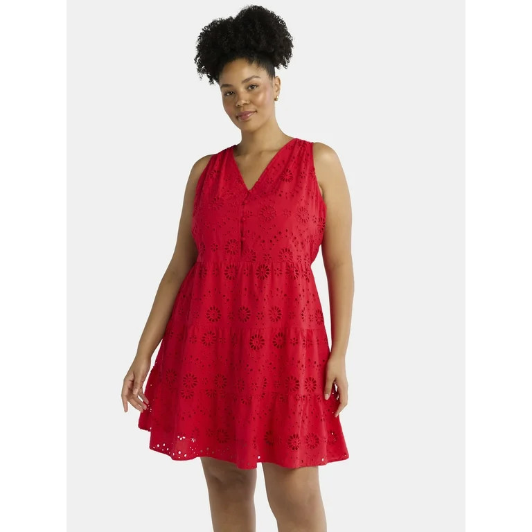 Time and Tru Women's Sleeveless Eyelet Dress, Sizes XS-XXXL | Walmart (US)