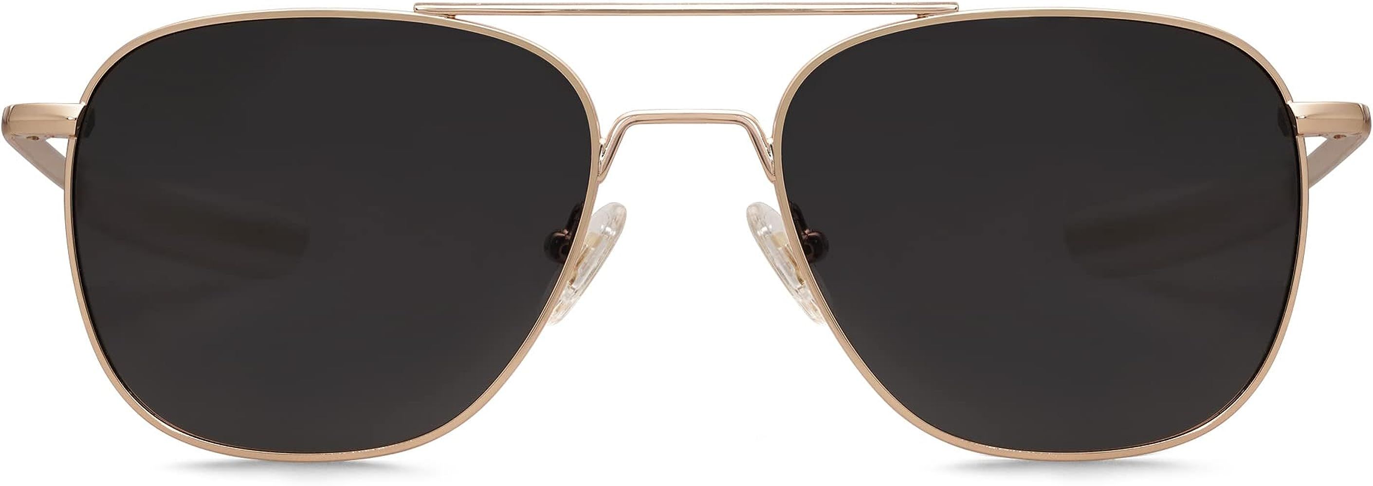 SOJOS Small Polarized Aviator Sunglasses for Men Women Classic Double Bridge Square Aviators SJ1179 | Amazon (US)
