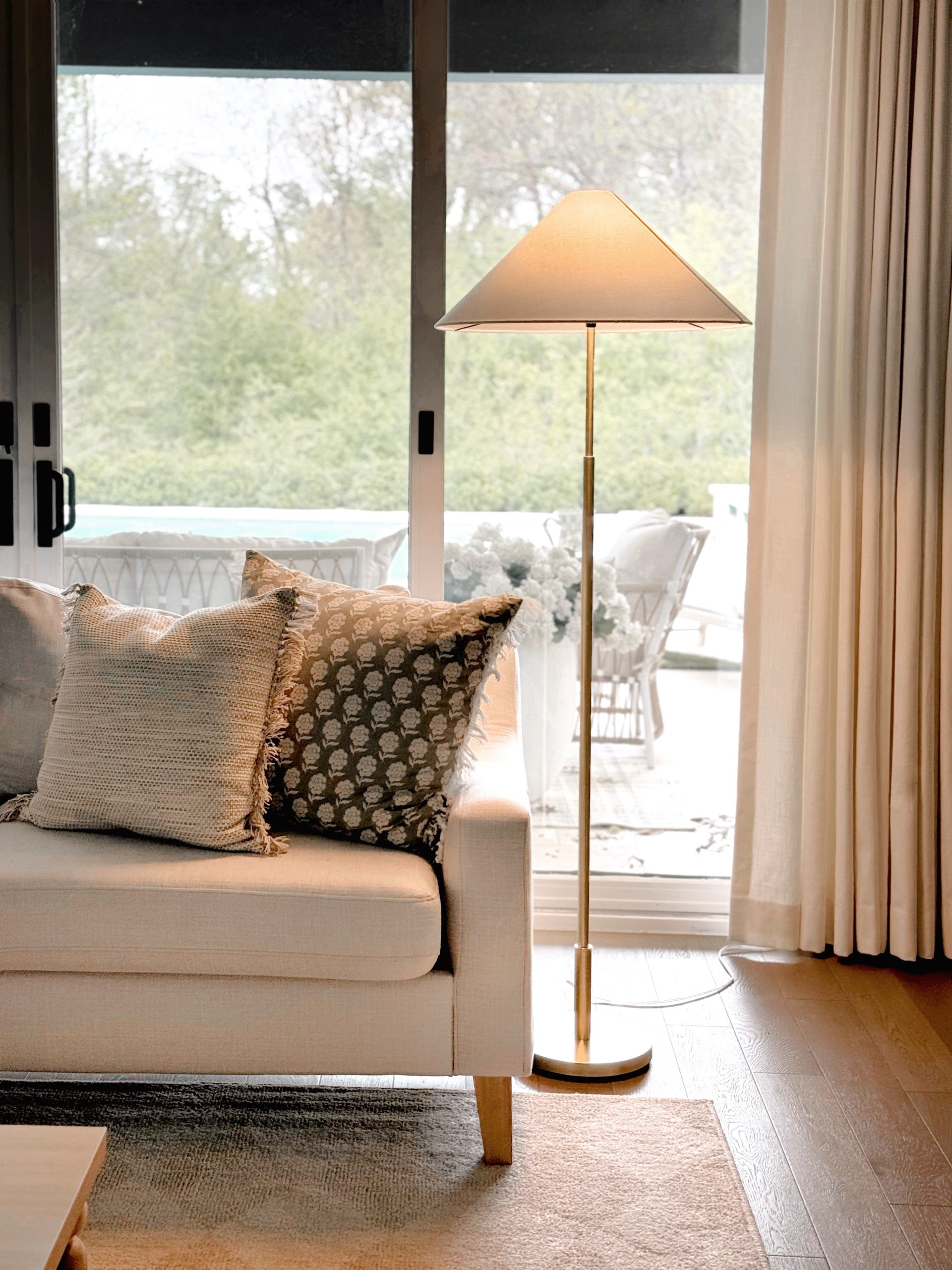 My Texas House 64" Brass Metal Floor Lamp with White Empire Shade - Walmart.com | Walmart (US)