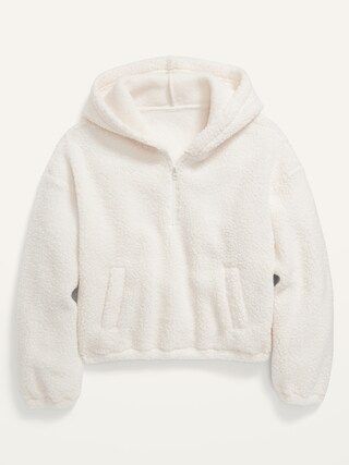 Cozy Sherpa Quarter-Zip Pullover Hoodie for Girls | Old Navy (US)