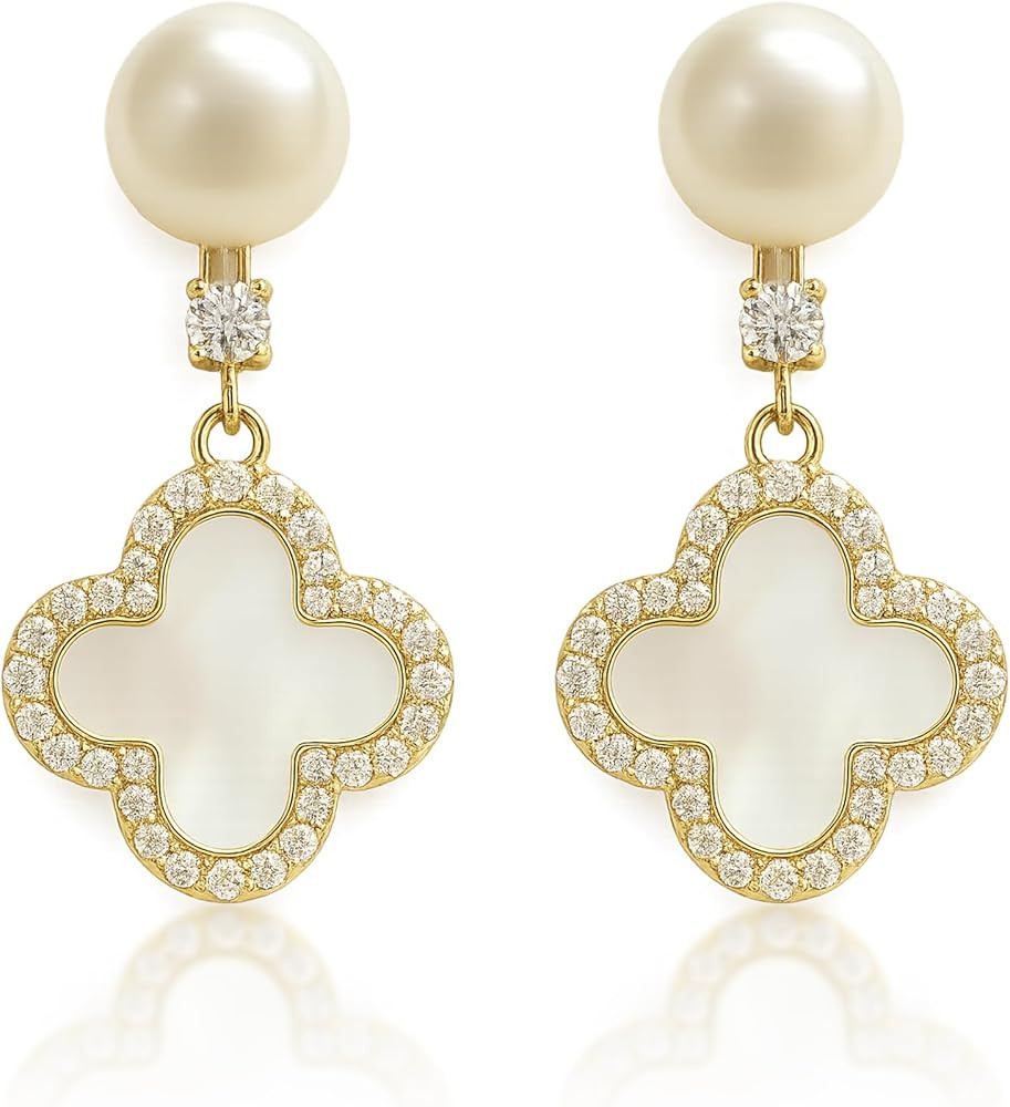 Pearl Earrings for Women，Dainty Small Freshwater Pearl Dangle Earrings Cute Earrings Wedding Je... | Amazon (US)