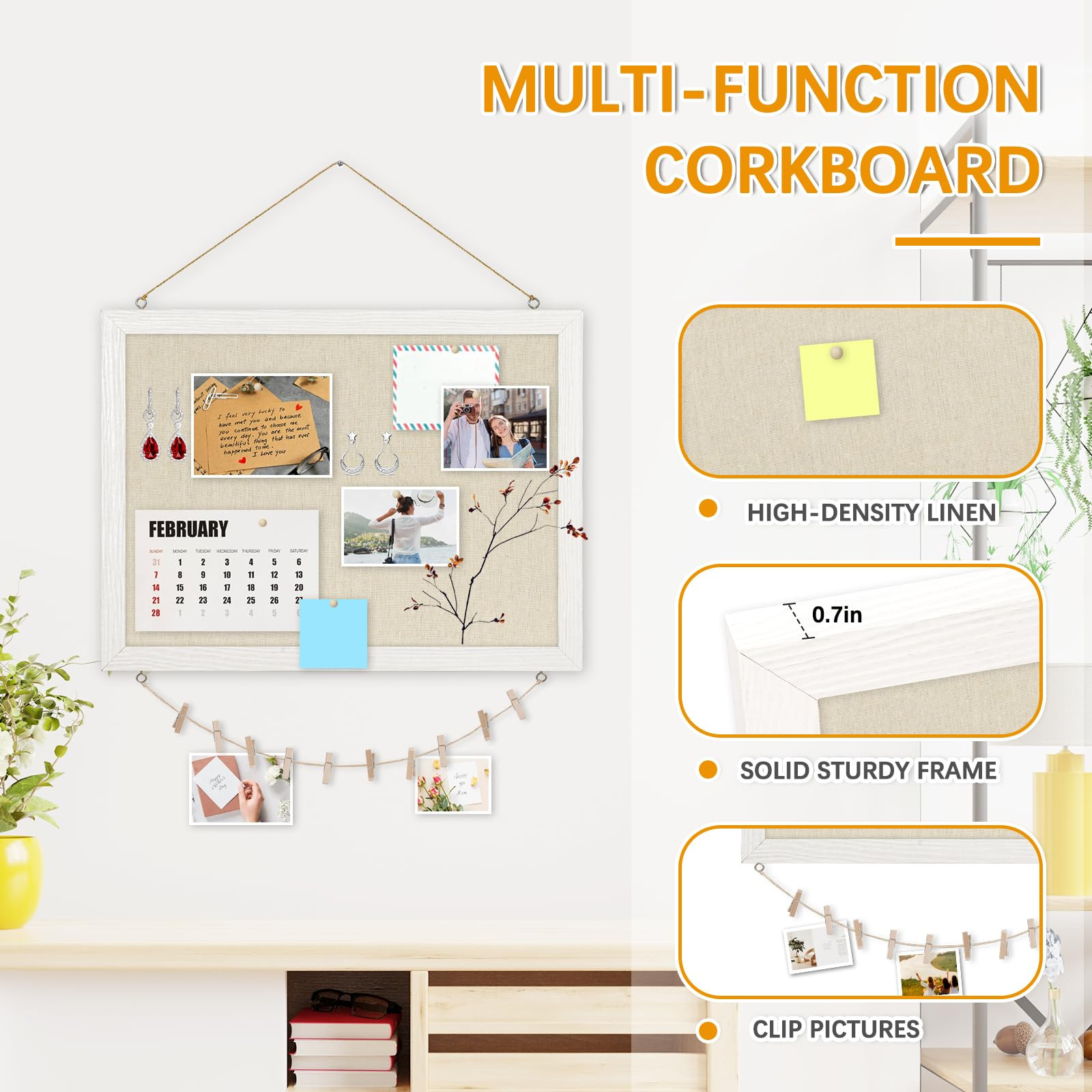 DOLLAR BOSS Bulletin Boards with Linen 1-Pack 16''X 12'' Double-Sided Cork Board for Walls Wood F... | Amazon (US)