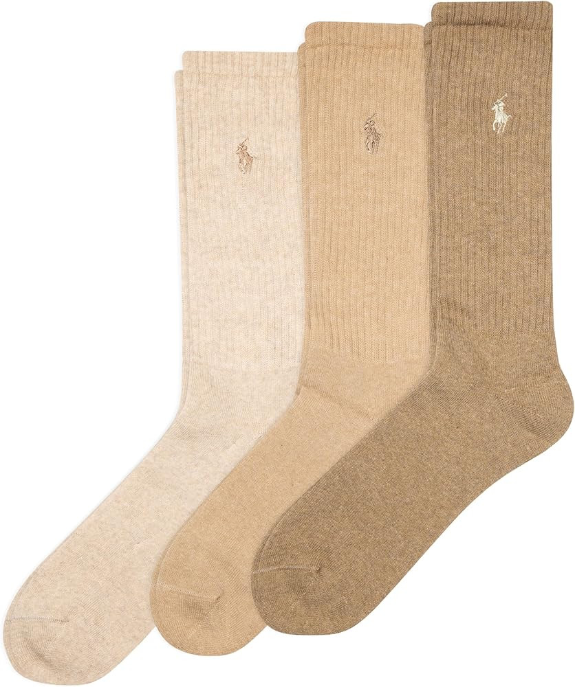 Polo Ralph Lauren Men's Ribbed Casual Crew Socks -3 Pair Pack- Cotton Comfort & Heel-toe Reinforc... | Amazon (US)