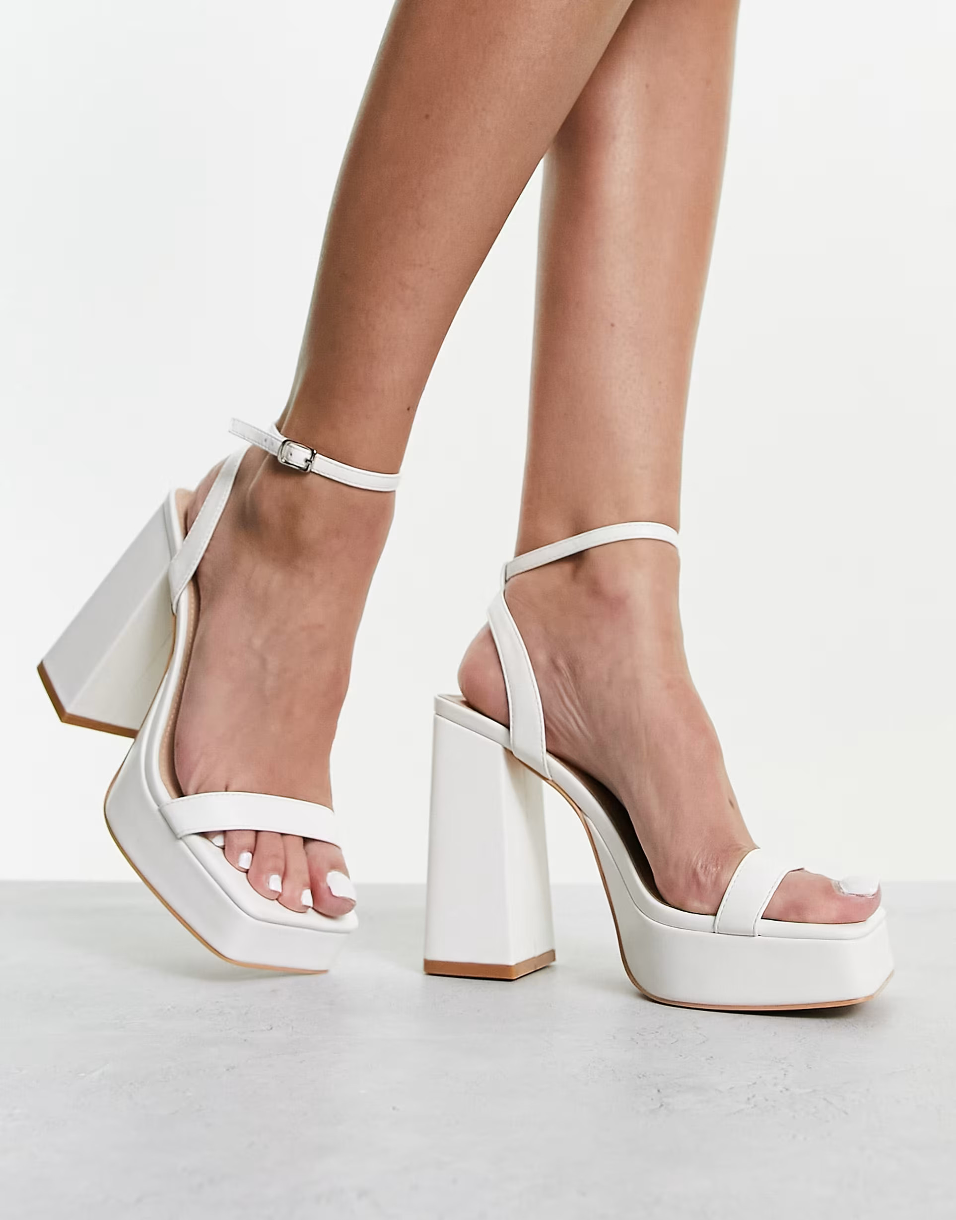 Glamorous platform heel sandals in white patent | ASOS (Global)