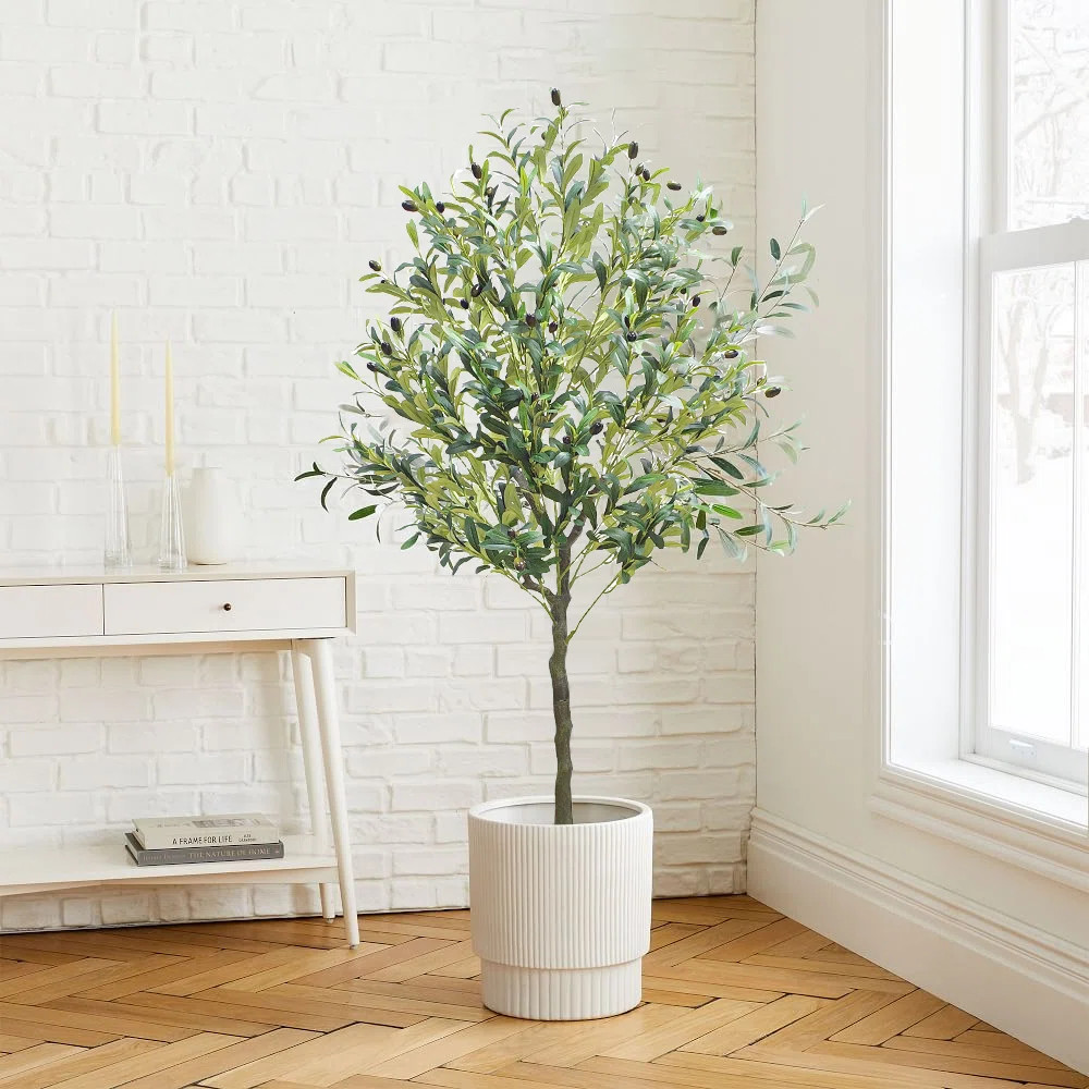 Primrue 59" Faux Olive Tree in Plastic Pot & Reviews | Wayfair | Wayfair North America