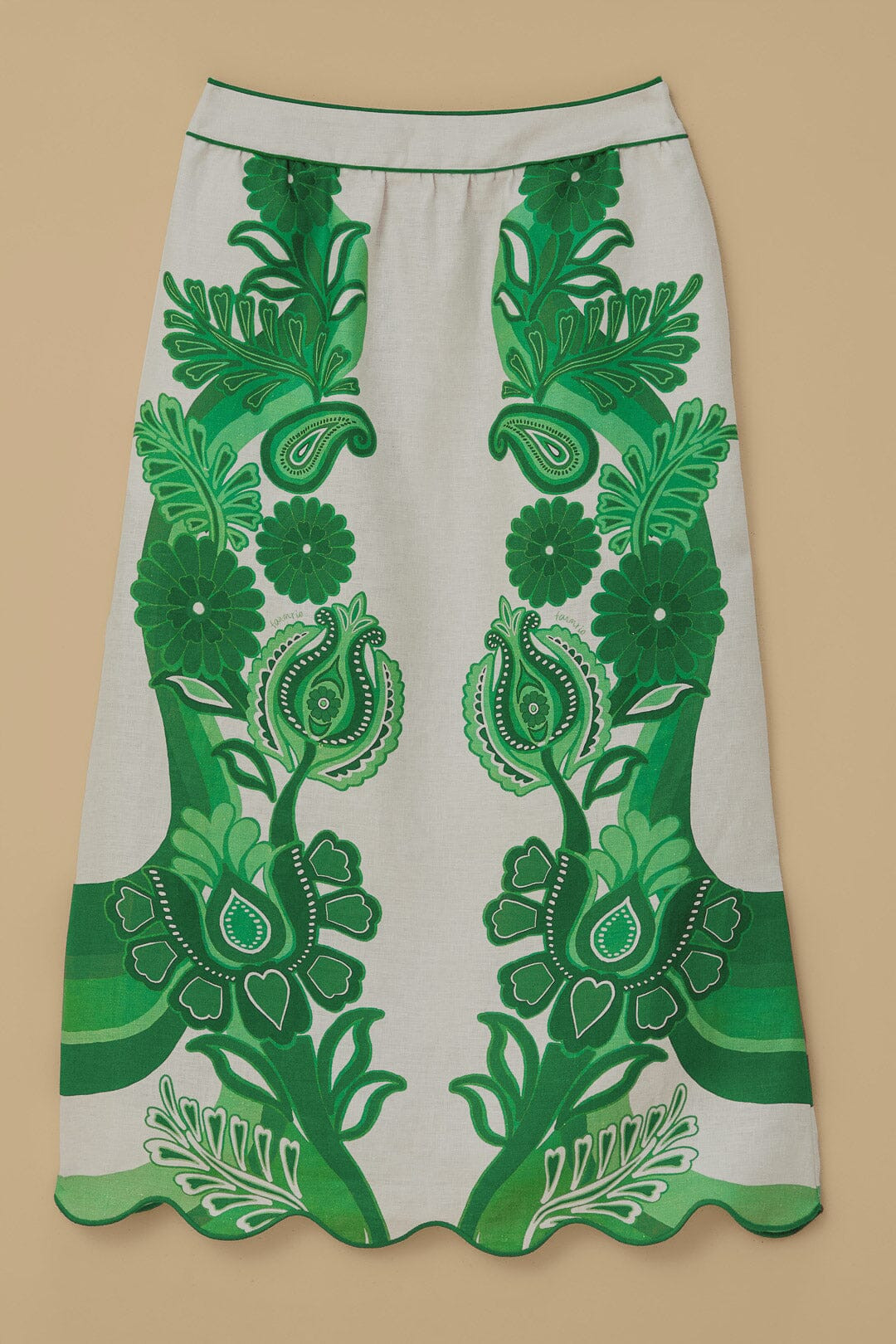 Green Color Festival Euroflax™ Midi Skirt | FarmRio (US)