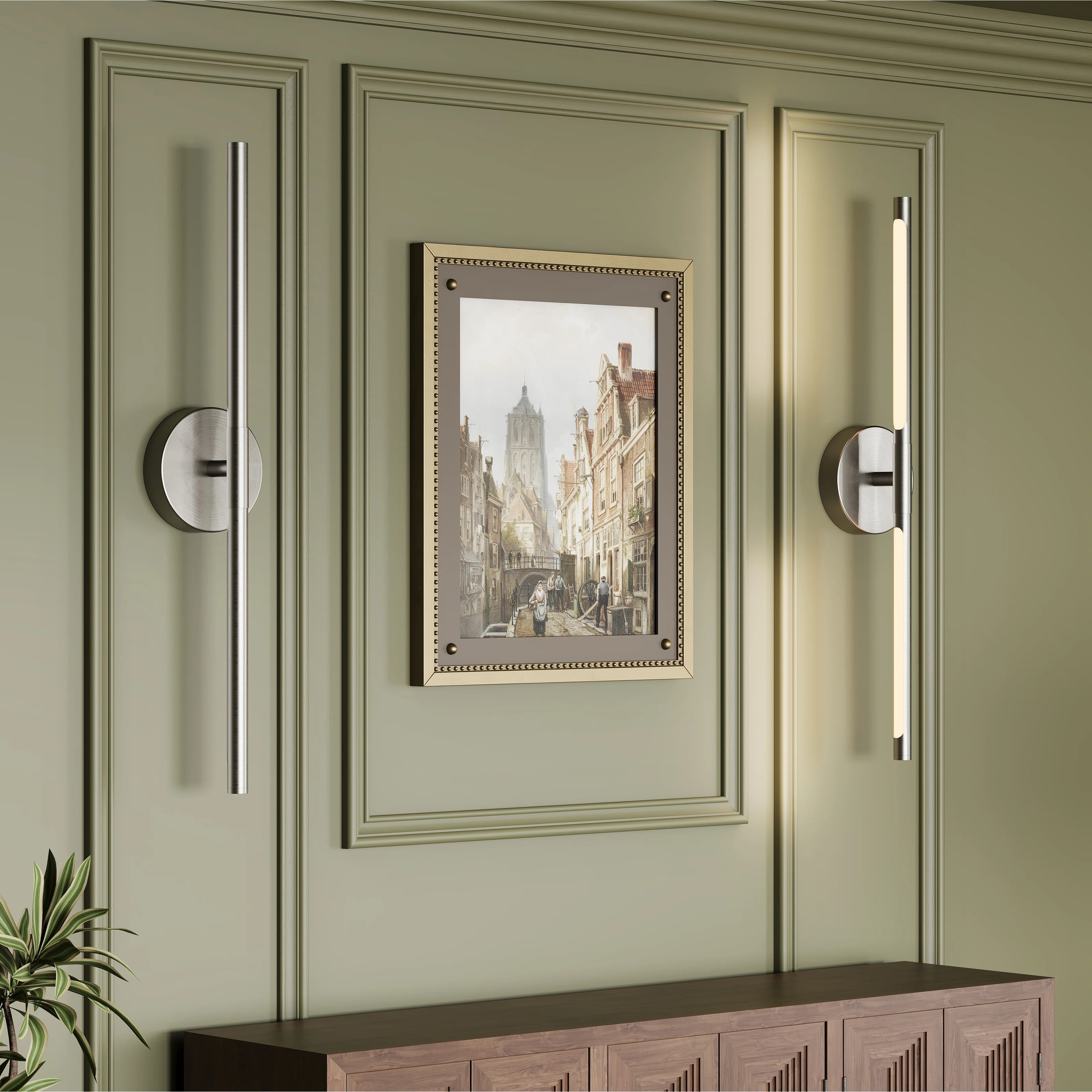 Everly Quinn Battery Operated Wall Sconces with Remote Control, 24'' LED Flush Mounted Sconces & ... | Wayfair North America