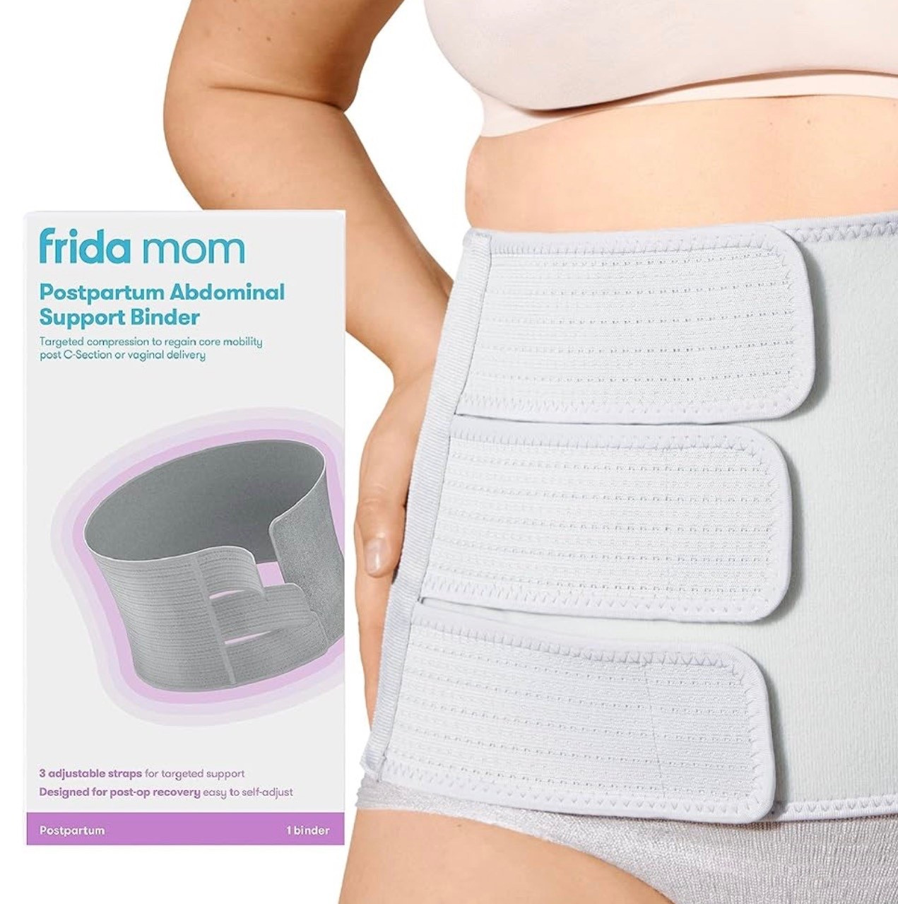 Frida Mom Belly Binder, Postpartum Essentials for Natural and C-Section Recovery, Adjustable Compression Wrap, After Birth Brace, Abdominal Band, 9" High

#LTKBump #LTKBaby
