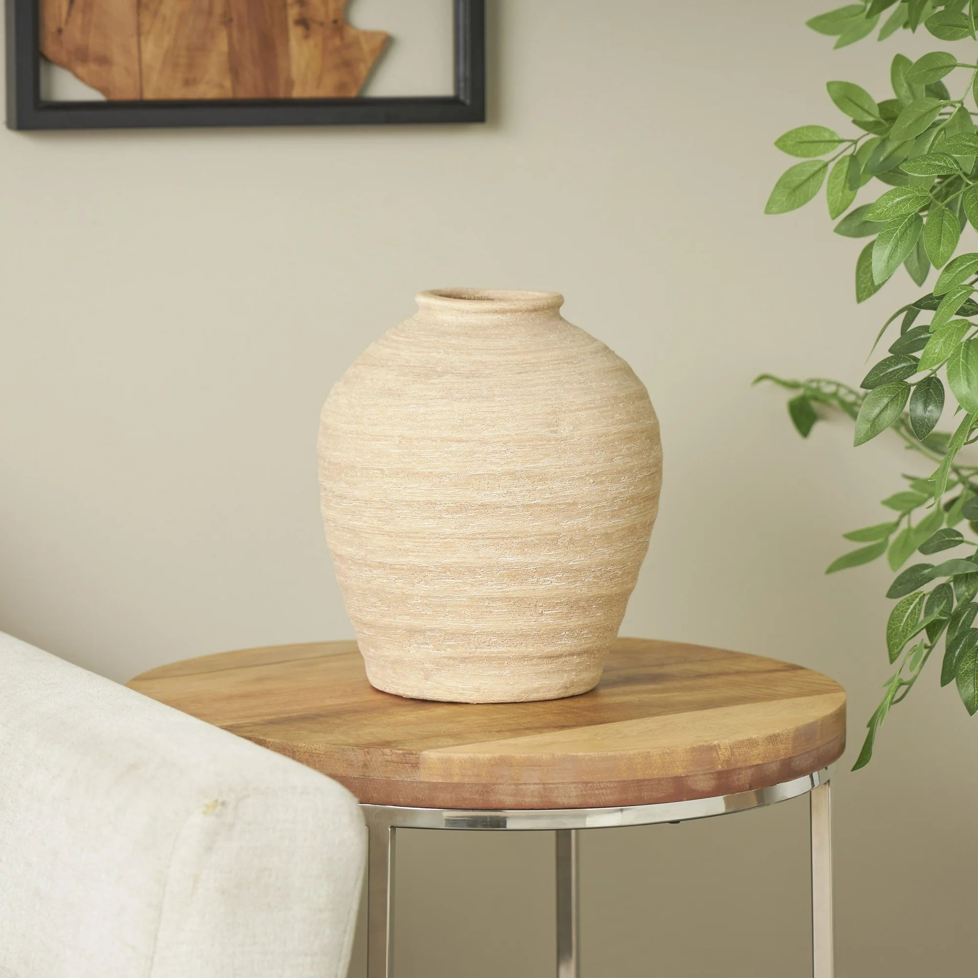 The Novogratz 11" Wide Textured Beige Porcelain Ceramic Vase | Walmart (US)