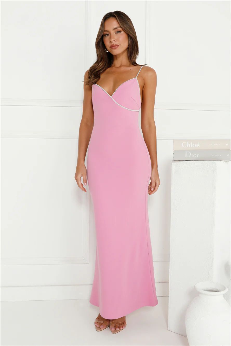 Crystal Glitz Maxi Dress Pink | Hello Molly