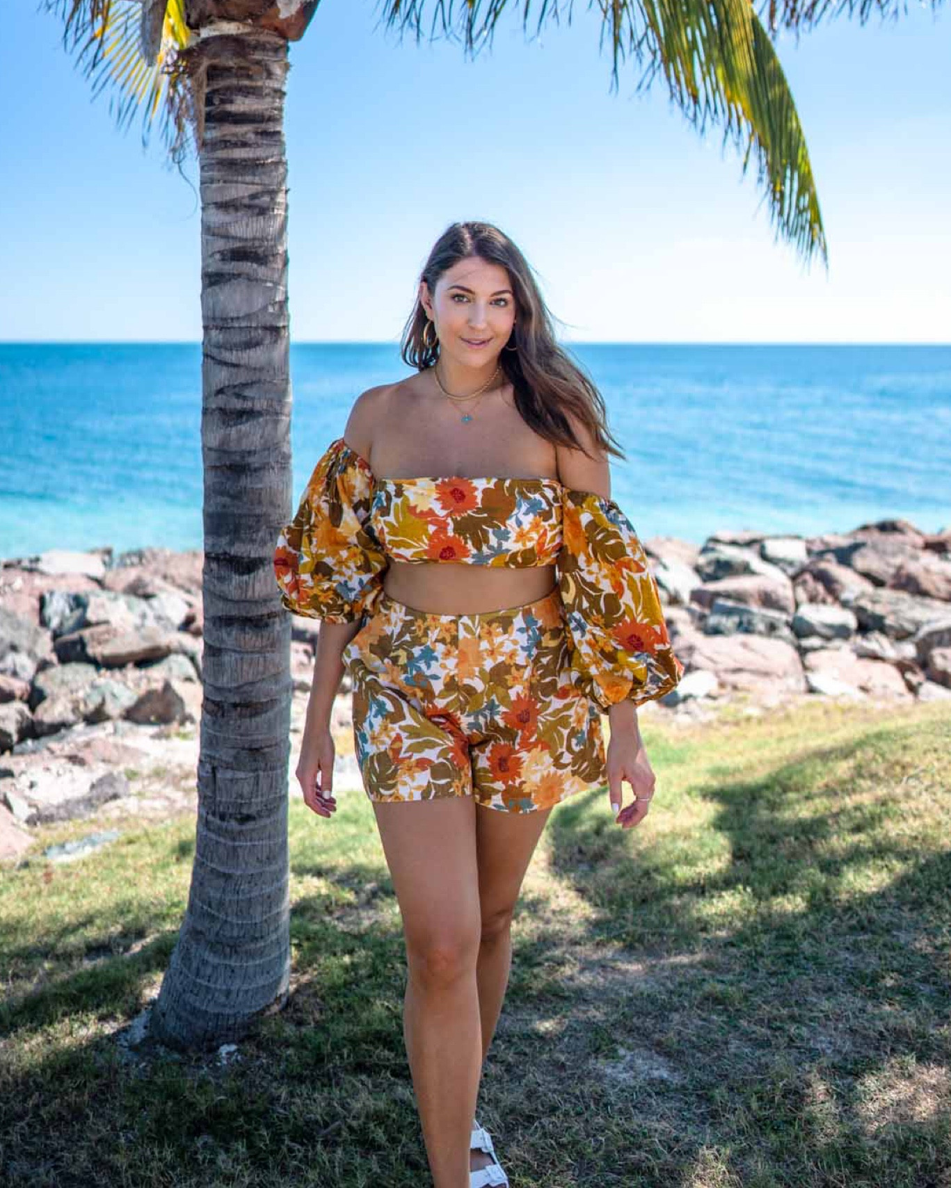 Vacation set from Showpo, off the shoulder puff sleeve top with floral shorts

#LTKSeasonal #LTKFind #LTKFestival